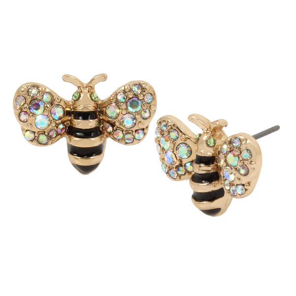 Betsey Johnson Gold-Tone Bumble Bee Stud Earrings - image 