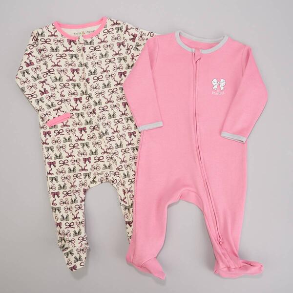 Baby Girl (6-9M) Tales &amp; Stories 2pk. So Beautiful Bow Sleepers - image 