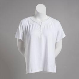 Petite Hasting & Smith Short Sleeve Solid Peasant Top