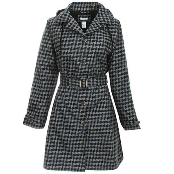 Womens Capelli New York Houndstooth Mid-Length Trench Raincoat - image 