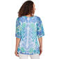 Womens Ruby Rd. Bali Blue Knit Embellished Floral Blouse - image 2