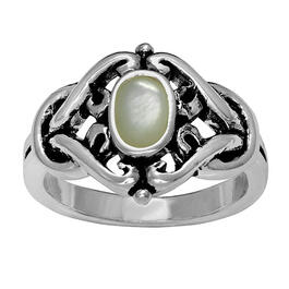 Marsala Silver Plated Oval Mother of Pearl Celtic Ring