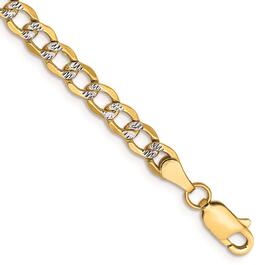 Gold Classics&#40;tm&#41; 4.3mm. 14k Semi Solid Pave Curb Bracelet