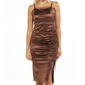 Juniors Almost Famous&#8482; Satin Asymmetrical Ruched Cami Midi Dress - image 3