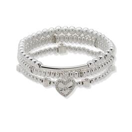Nine West Crystal Pave Heart Stretch Bracelets - Set of 3
