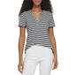 Womens Calvin Klein Short Sleeve Rib Henley Striped Knit Top - image 1