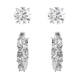 Silver Plated & Cubic Zirconia 2pc. Earrings