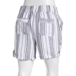 Womens Per Se 5in. Stripe Linen Shorts - Black/White