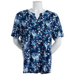 Plus Size Napa Valley Watercolor Floral Knit Henley Top