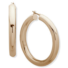 Anne Klein Gold-Tone 30mm Small Click Top Hoop Earrings