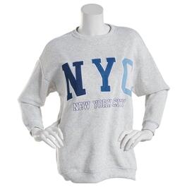 Juniors No Comment Totally NYC Oversized Crew Neck Sweatshirt