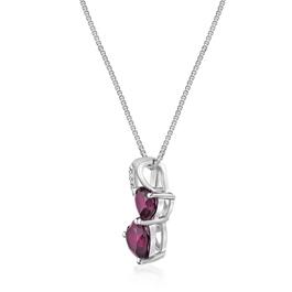 Gemminded Sterling Silver 5mm Double Heart Ruby/Diamond Pendant