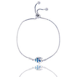 Gemstone Classics&#40;tm&#41; Silver Created Opal Fish Bracelet