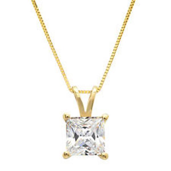 Parikhs 14kt. Yellow Gold Princess Cut Diamond Pendant - image 