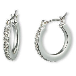 Gloria Vanderbilt Silver-Tone Pave Hoop Earrings