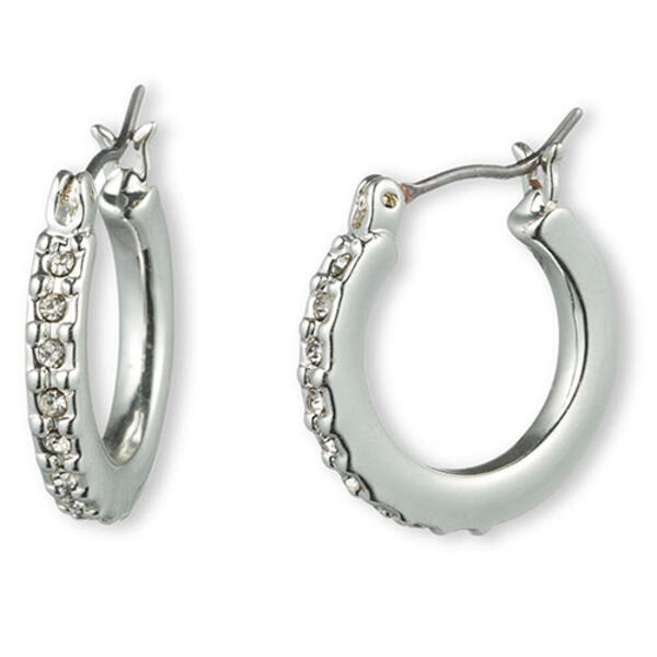 Gloria Vanderbilt Silver-Tone Pave Hoop Earrings - image 