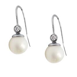 Sterling Silver Pearl & Cubic Zirconia Earrings