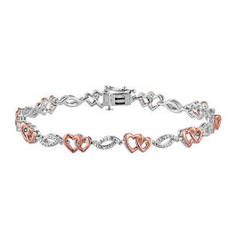 Nova Star&#40;R&#41; Pink Plated Silver Lab Grown Diamond Heart Bracelet