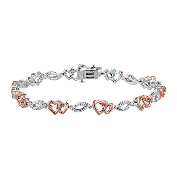 Nova Star&#40;R&#41; Pink Plated Silver Lab Grown Diamond Heart Bracelet - image 