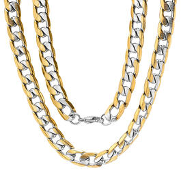 Mens Steeltime 18kt. Gold Plated Linear Curb Chain Necklace