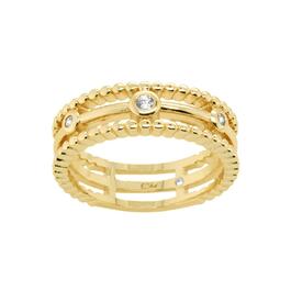 Marsala Gold Plated Clear Cubic Zirconia Band Ring