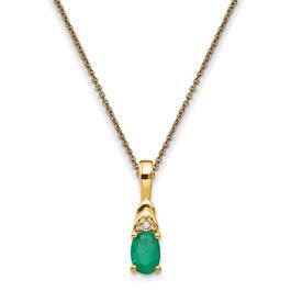 14kt. Yellow Gold Oval Emerald Diamond Necklace
