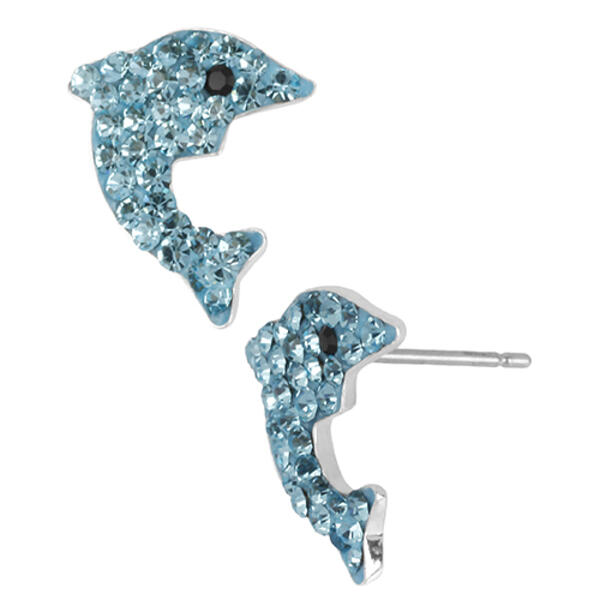 Betsey Johnson Pave Dolphin Stud Earrings - image 