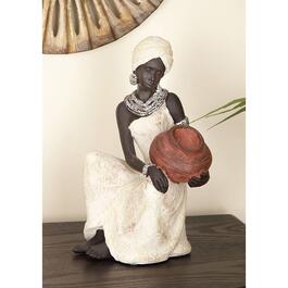 9th & Pike&#174; Cream Polystone African Lady Sculpture