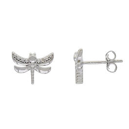 Gianni Argento Sterling Diamond Accent Dragonfly Stud Earrings