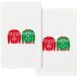 Linum Home Textiles Christmas Sweaters Hand Towels Set Of 2
