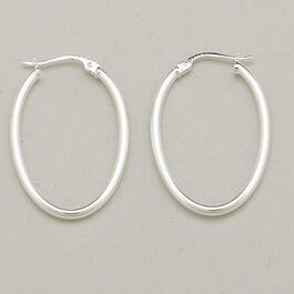 Sterling Silver Oval Polished Hoop Earrings