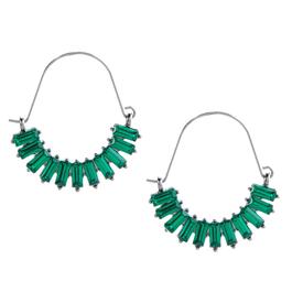 Ashley Cooper&#40;tm&#41; Green Bead Cubic Zirconia Pave Hoop Earrings
