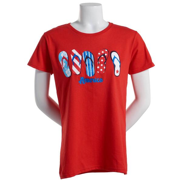 Womens Home of the Brave Flip Flops Short Sleeve Tee - image 