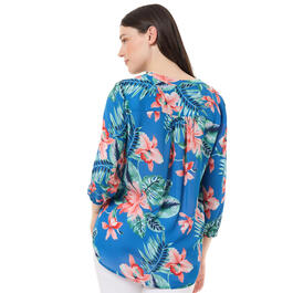 Womens Jones New York 3/4 Sleeve Tropical Floral V-Neck Tunic