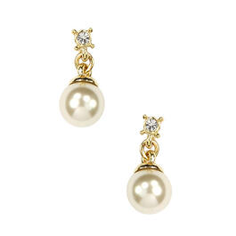 Anne Klein Small White Faux Pearl Drop Earrings