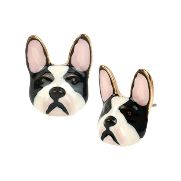 Betsey Johnson Gold-Tone Bulldog Stud Earrings - image 