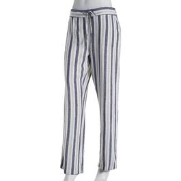 Womens Per Se Stripe Linen Beach Pants - Navy/Grey