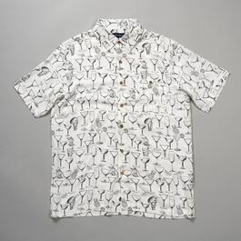 Mens Preswick & Moore Print Rayon Shirt - White