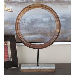 9th & Pike&#174; Brown Mango Wood And Marble Circular Sculpture