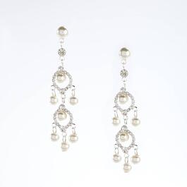 Rosa Rhinestones Pearl Chandelier Earrings