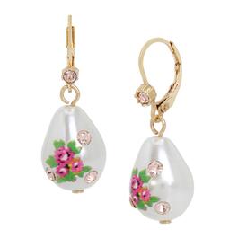 Betsey Johnson Floral Pearl Drop Earrings