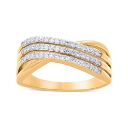 Nova Star&#40;R&#41; Gold Plated 1/4ctw. Lab Grown Diamond 3 Row Ring