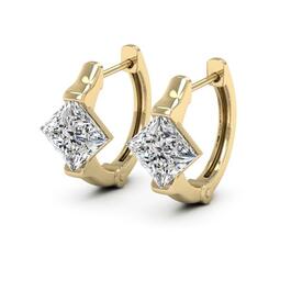 Moluxi&#8482; 14kt. Gold 1.6ctw. Princess-Cut Moissanite Hoop Earrings