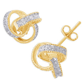 Gianni Argento Gold Sterling Diamond Accent Knot Stud Earrings