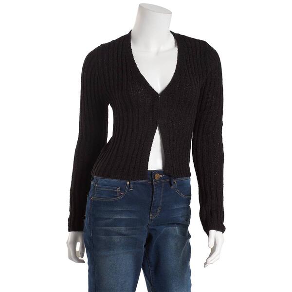 Juniors No Comment Enzyme Rib Hook & Eye Cardigan - image 