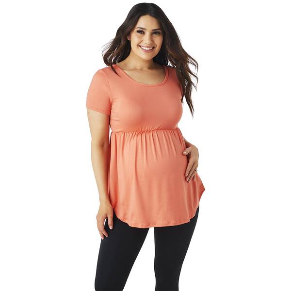 Womens Due Time Babydoll Maternity Pleated Blouse - Solid - image 