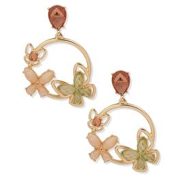 Anne Klein Pink & Green Multi Butterfly Drop Post Earrings