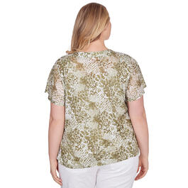 Plus Size Hearts of Palm A Touch of Tropical Floral Animal Blouse