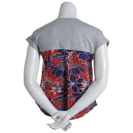 Womens New Direction Floral Short Sleeve Round Neck USA Tee