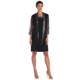 Womens R&M Richards Chevron Metallic Jacket Dress